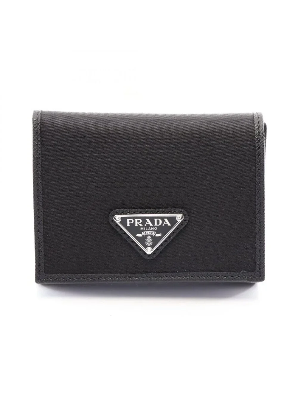 Prada Trifold Wallet Tessuto Saffian Nylon Saffiano Leather